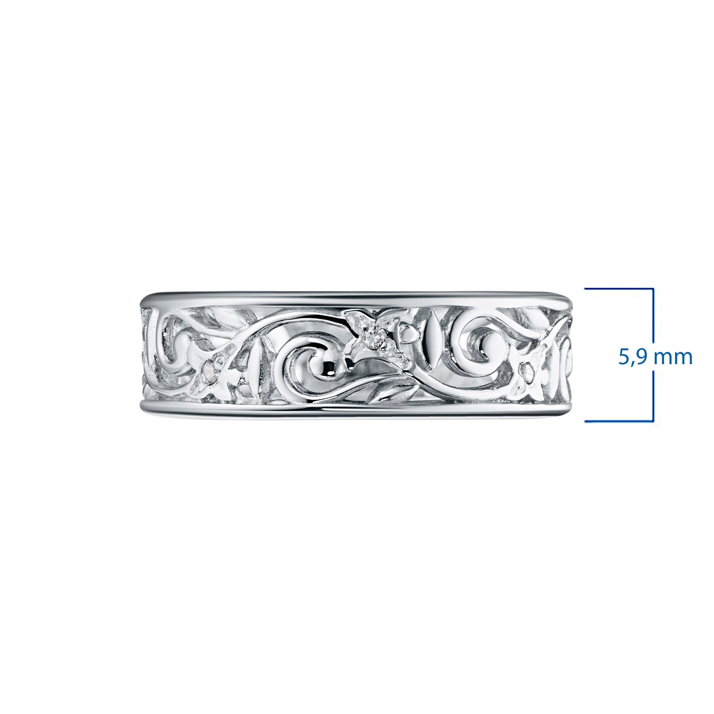 Sterling Silver Ring with Lab-Created Diamonds