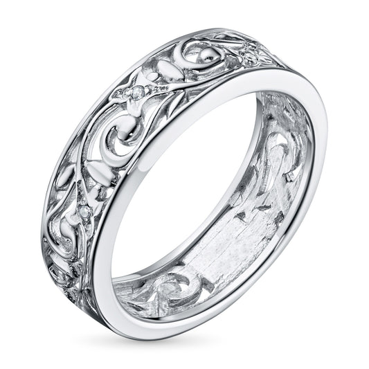 Sterling Silver Ring with Lab-Created Diamonds