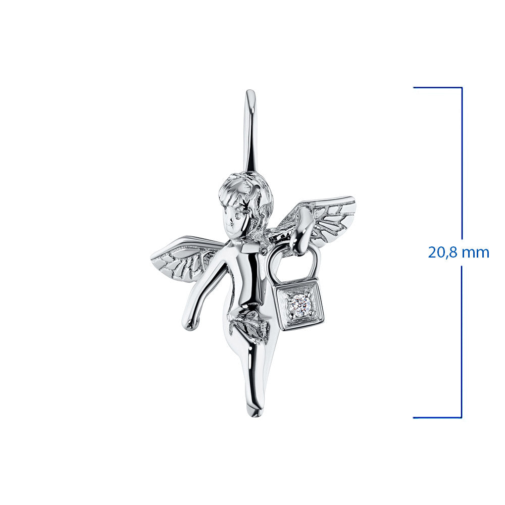 Sterling Silver Pendant with Lab-Created Diamonds