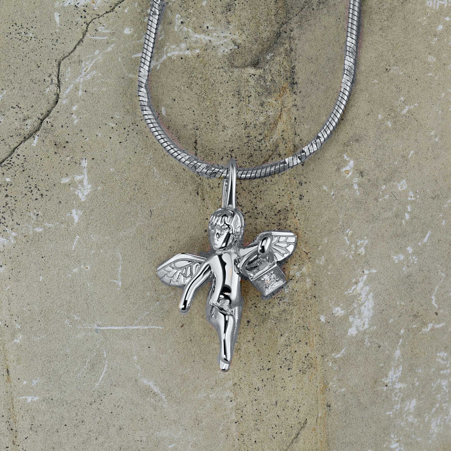 Sterling Silver Pendant with Lab-Created Diamonds