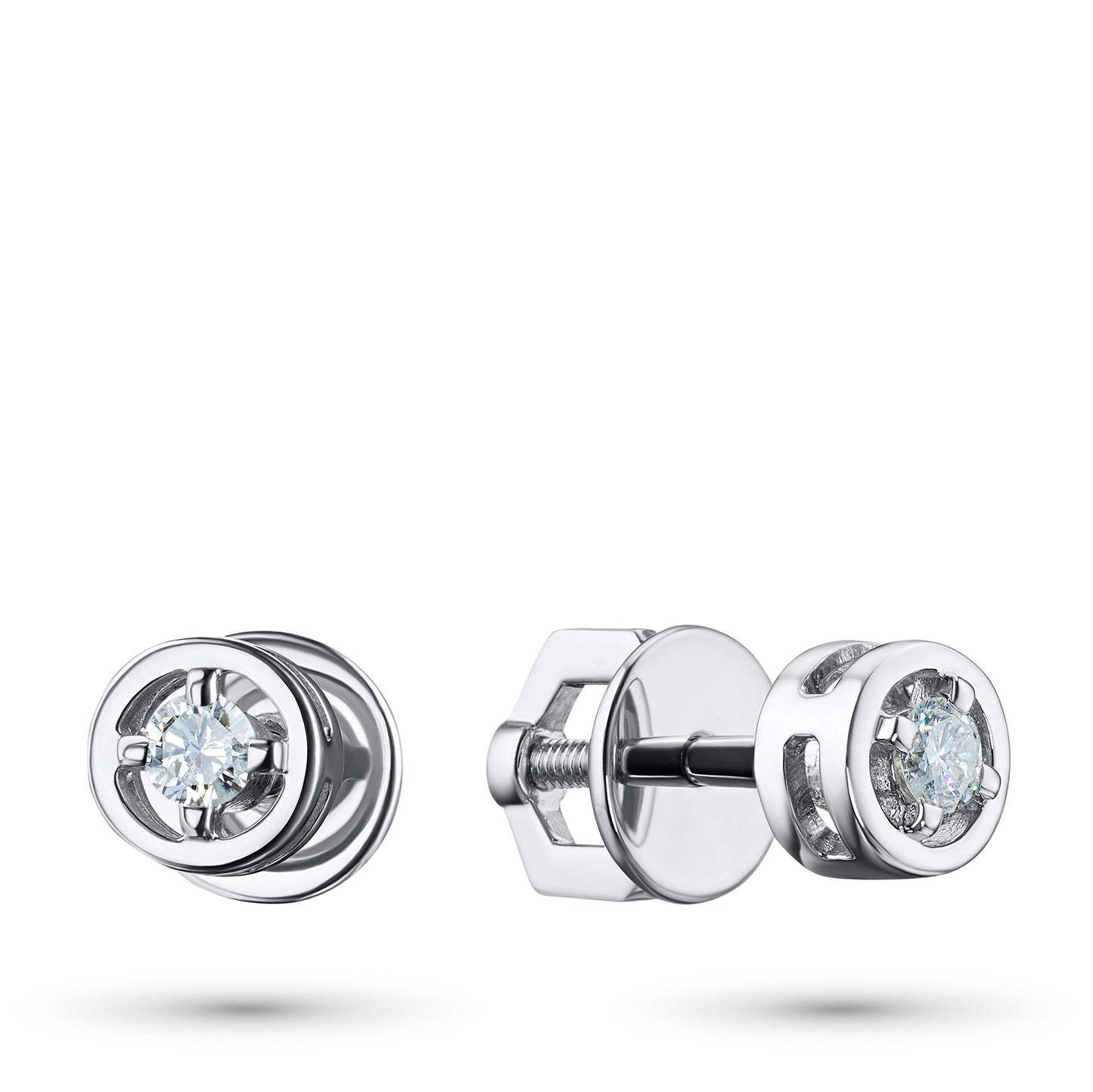 14K White Gold Earring Studs with Lab-Created Diamonds