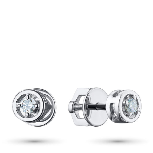 14K White Gold Earring Studs with Lab-Created Diamonds