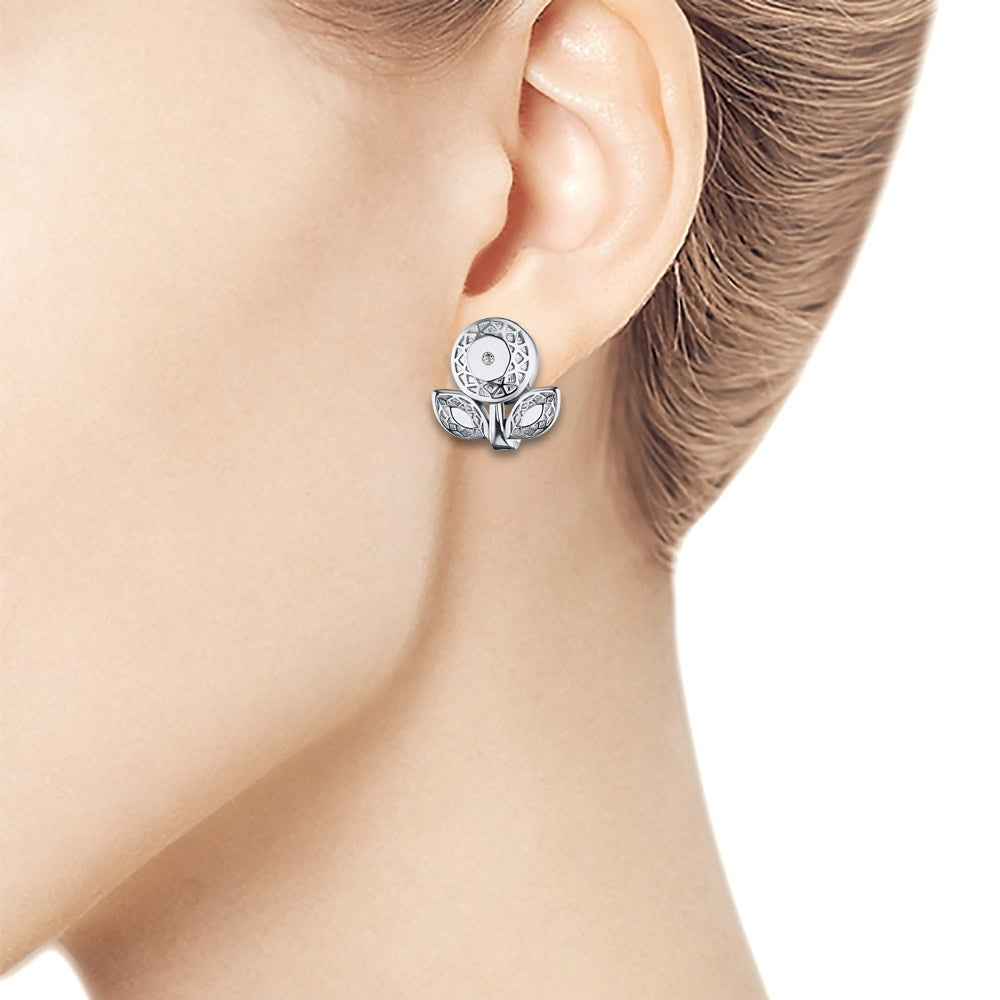 Sterling Silver Earrings with Lab-Created Diamonds