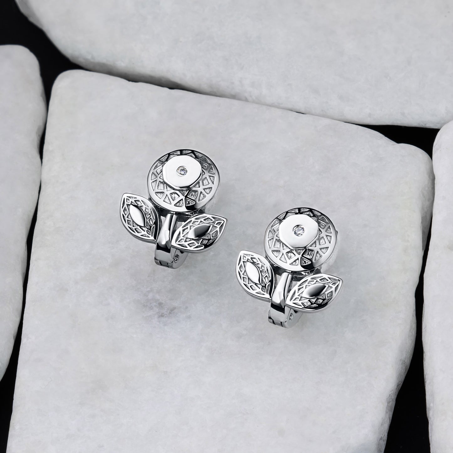 Sterling Silver Earrings with Lab-Created Diamonds