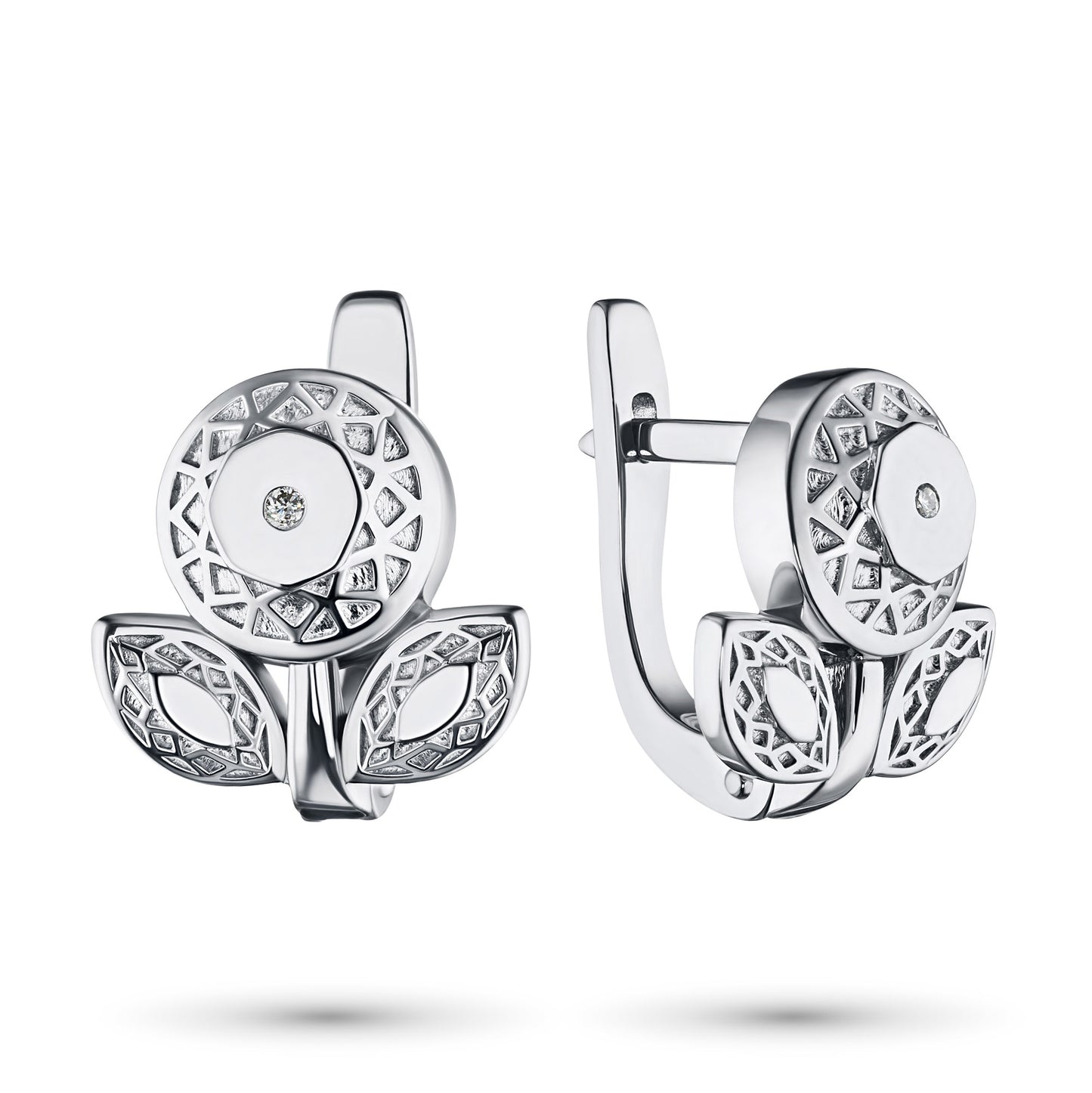 Sterling Silver Earrings with Lab-Created Diamonds