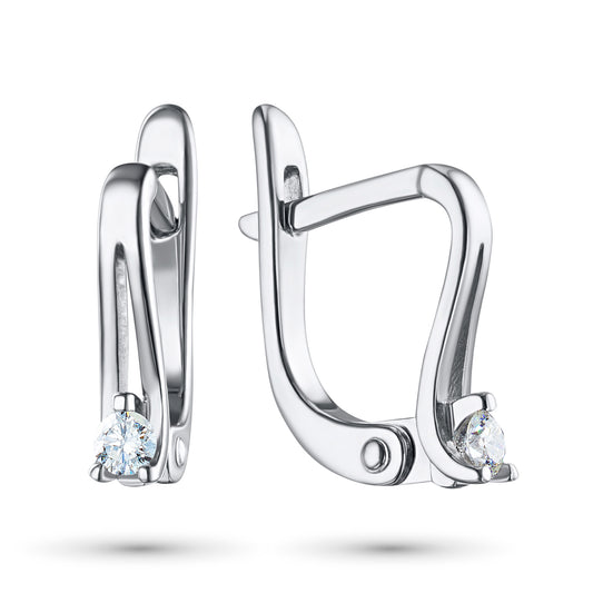 Sterling Silver Earrings with Lab-Created Diamonds