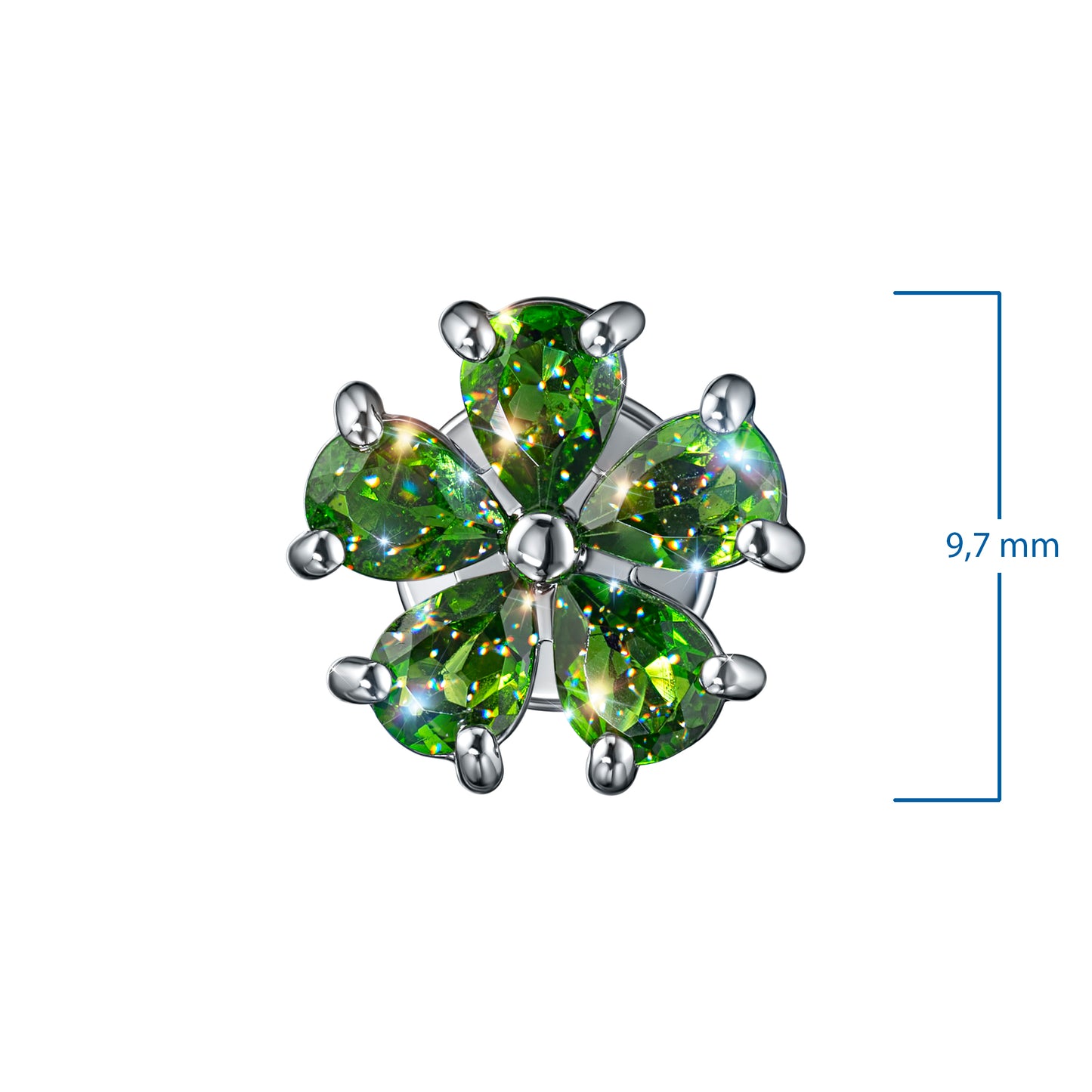 Sterling Silver Earring Studs with Chrome diopside 1.550 CT.TW
