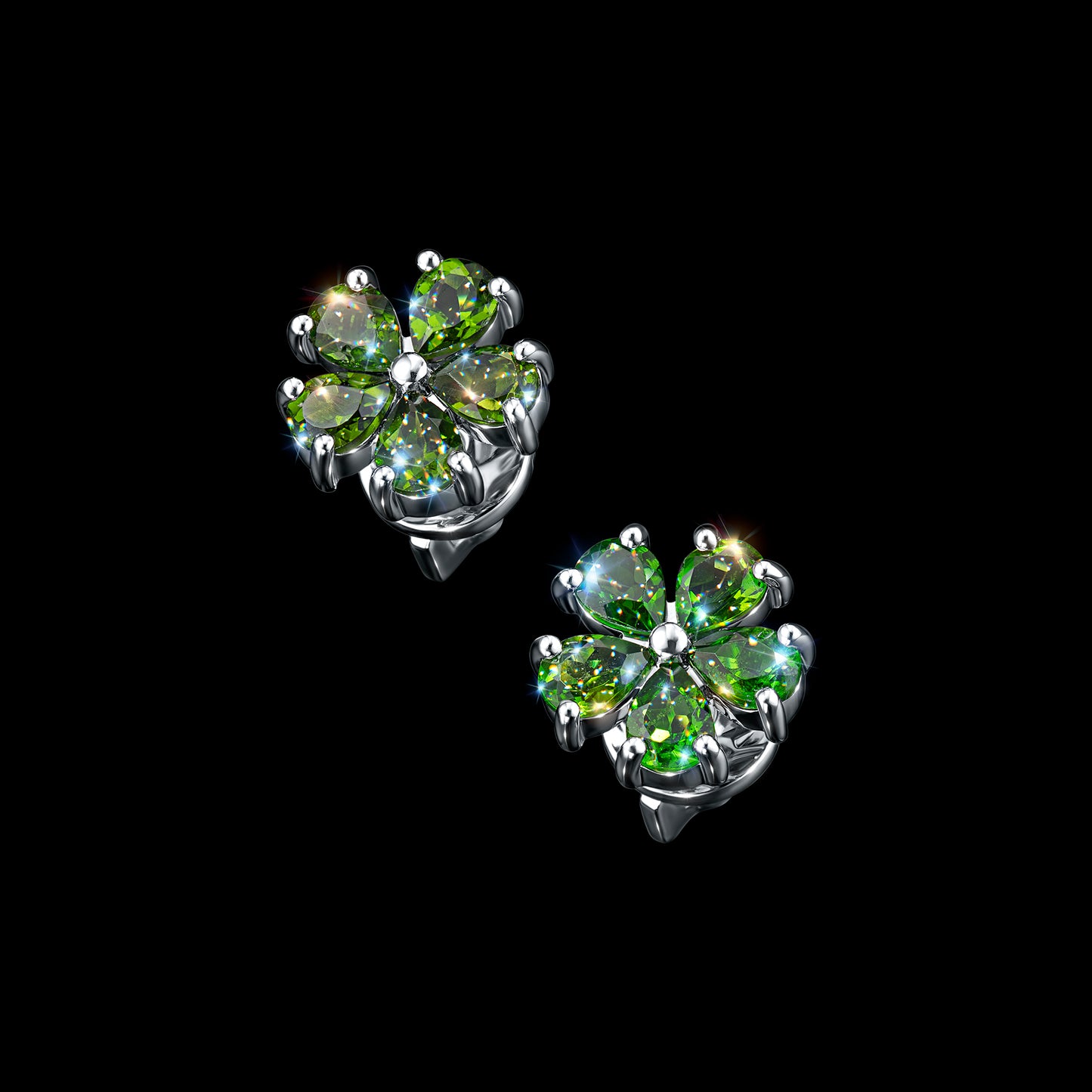 Sterling Silver Earring Studs with Chrome diopside 1.550 CT.TW