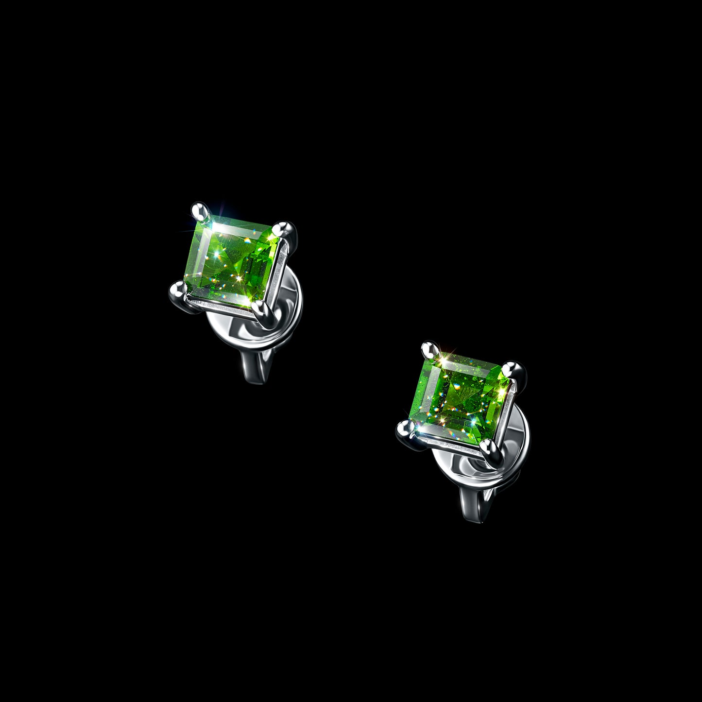 Sterling Silver Earring Studs with Chrome diopside