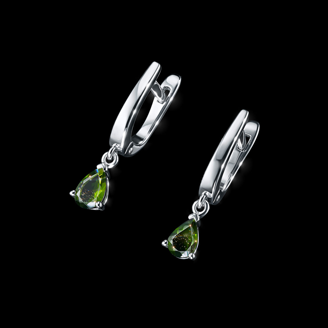 Sterling Silver Earrings with Chrome diopside