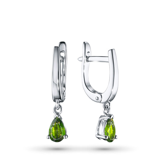 Sterling Silver Earrings with Chrome diopside