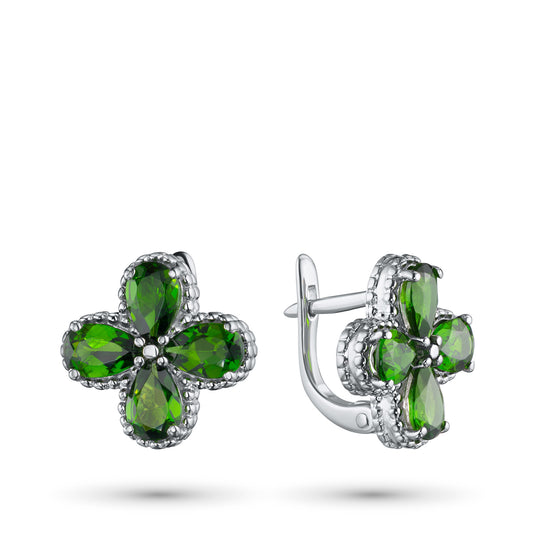 Sterling Silver Earrings with Lab-Created Diamonds 3.560 CT.TW