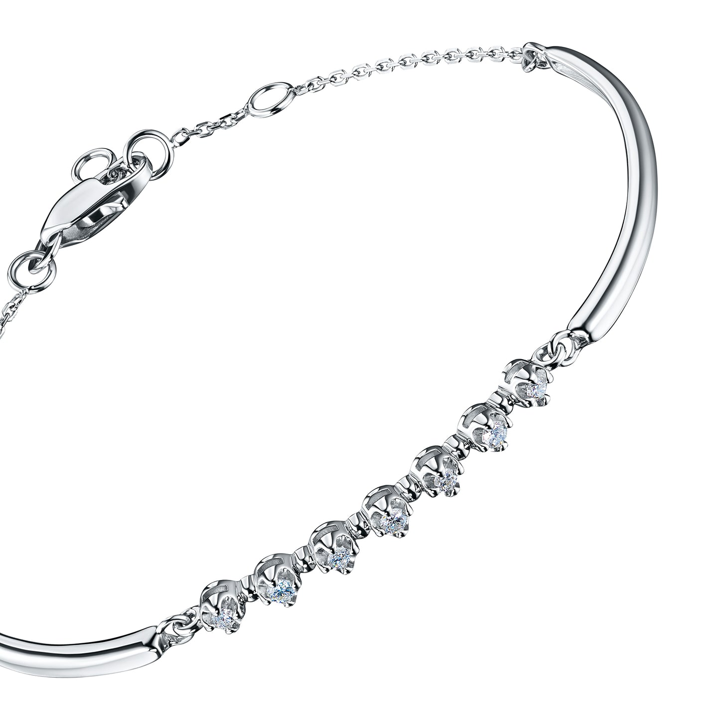 Sterling Silver Bracelet with Lab-Created Diamonds