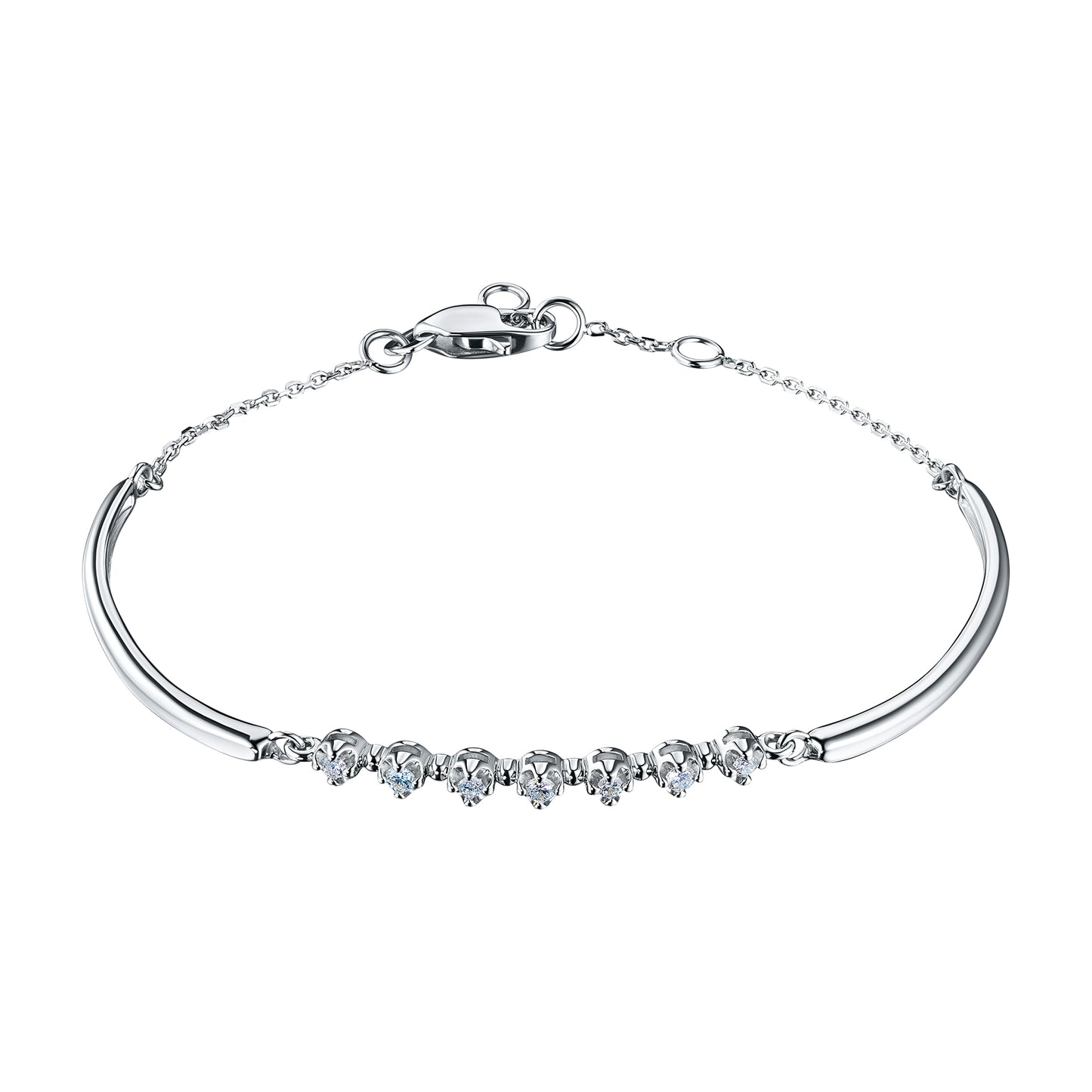 Sterling Silver Bracelet with Lab-Created Diamonds