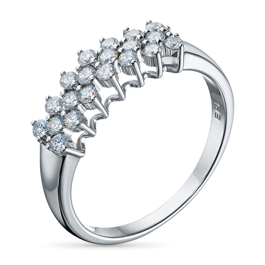 Sterling Silver Ring with Lab-Created Diamonds