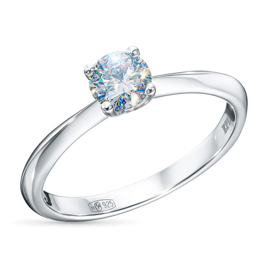 Sterling Silver Ring with Lab-Created Diamonds