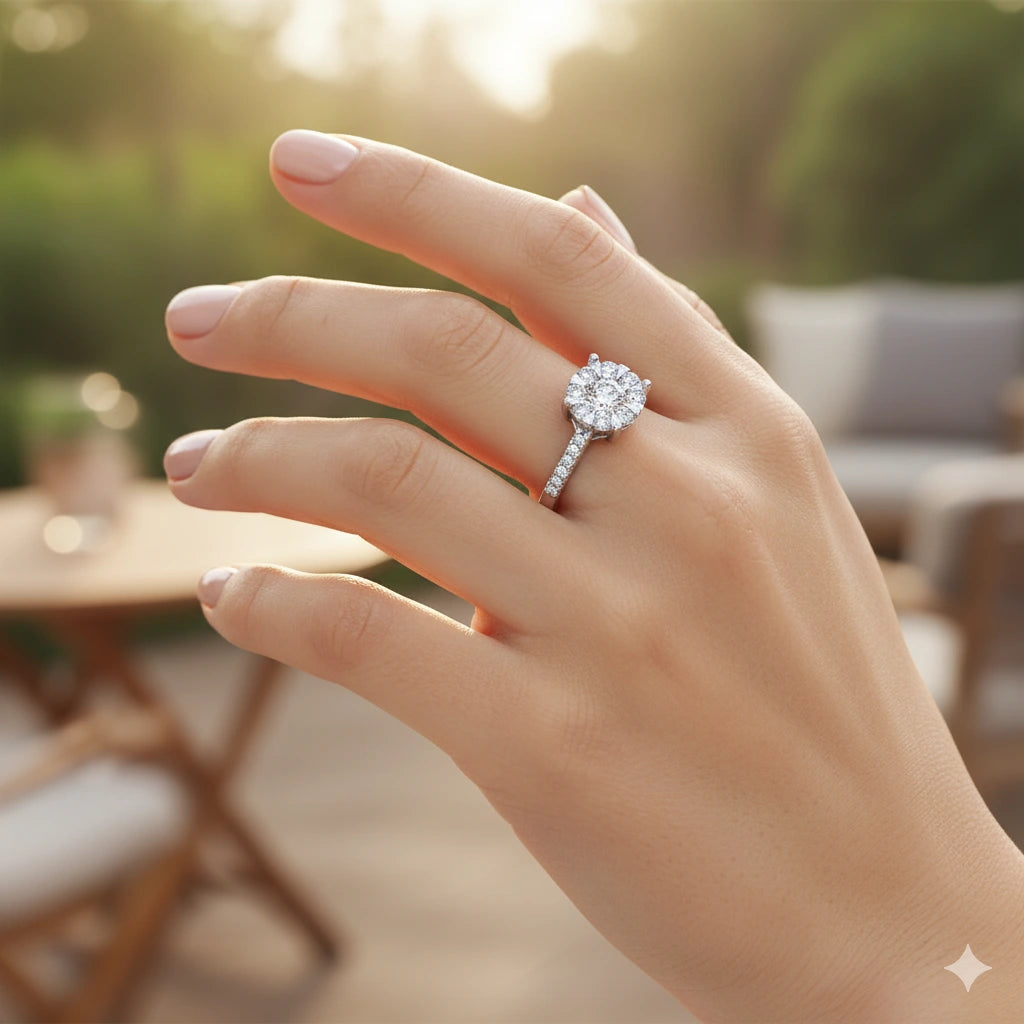 Sterling Silver Ring with Lab-Created Diamonds