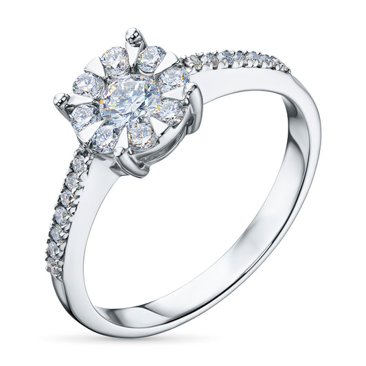 Sterling Silver Ring with Lab-Created Diamonds