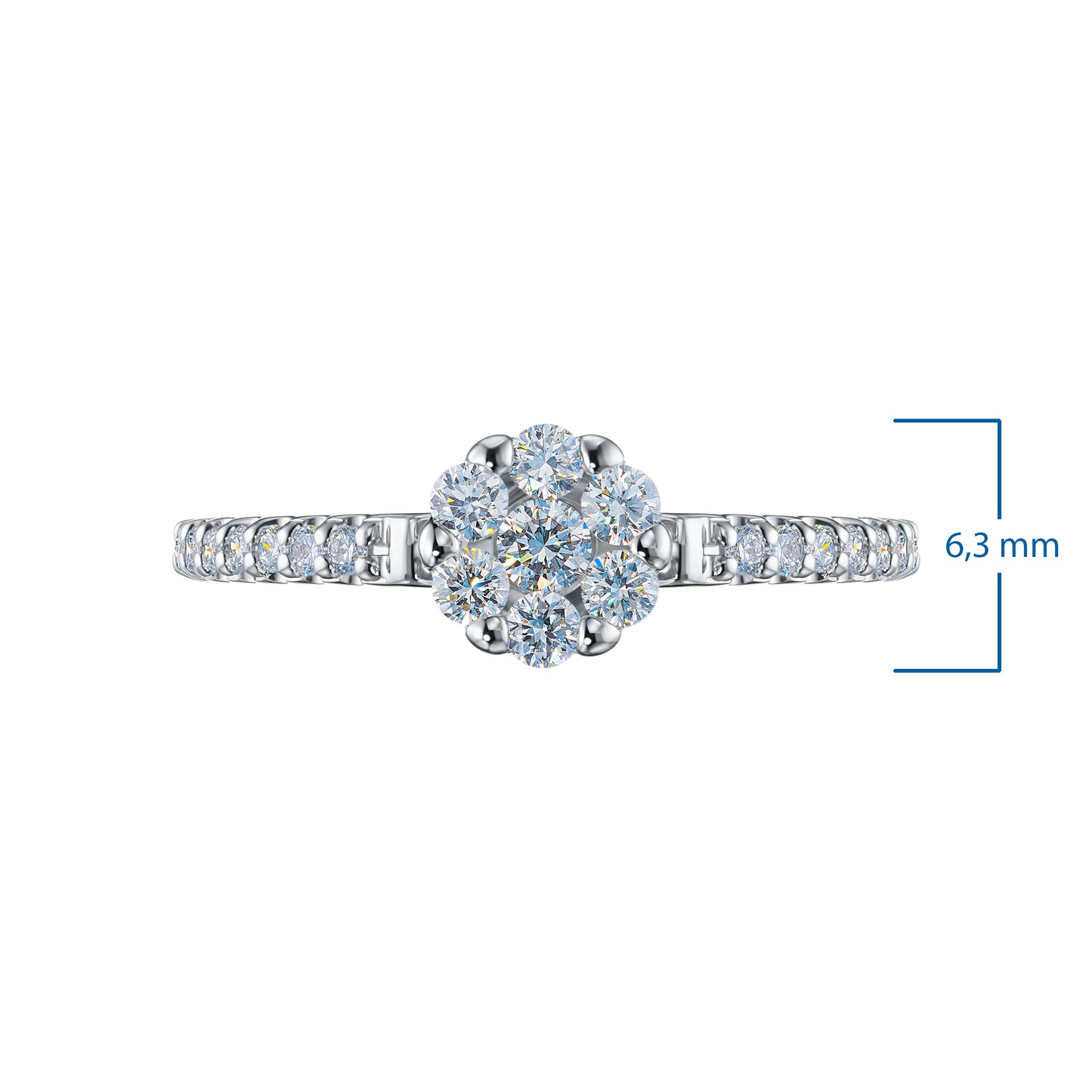 Sterling Silver Ring with Lab-Created Diamonds