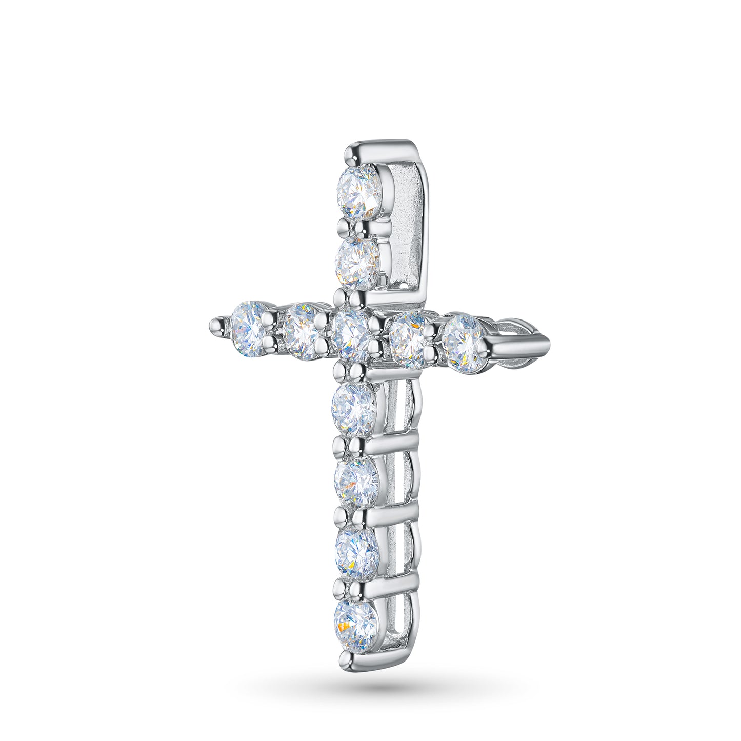 14K White Gold Pendant with Lab-Created Diamonds