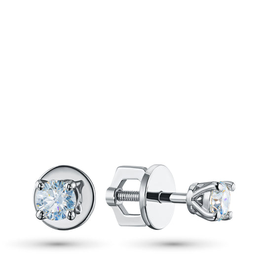 14K White Gold Earring Studs with Lab-Created Diamonds