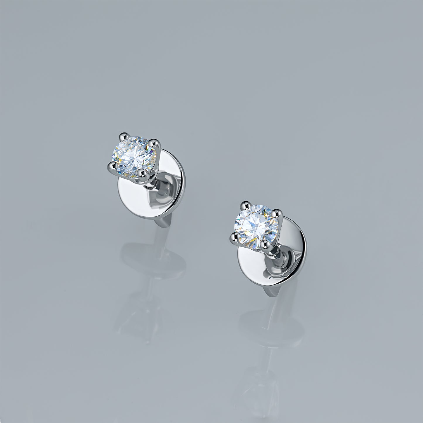 14K White Gold Earring Studs with Lab-Created Diamonds