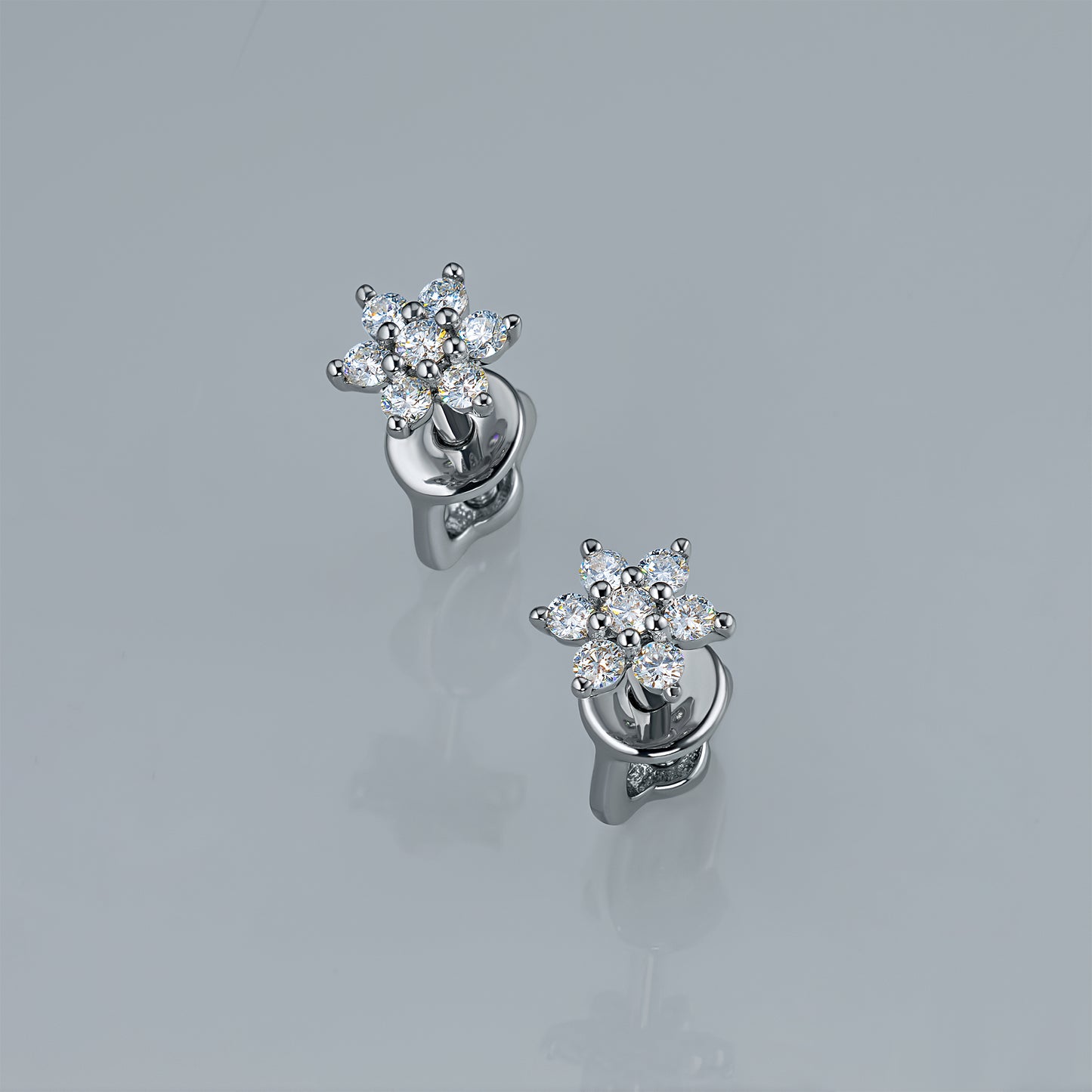 Sterling Silver Earring Studs with Lab-Created Diamonds 0.210 CT.TW
