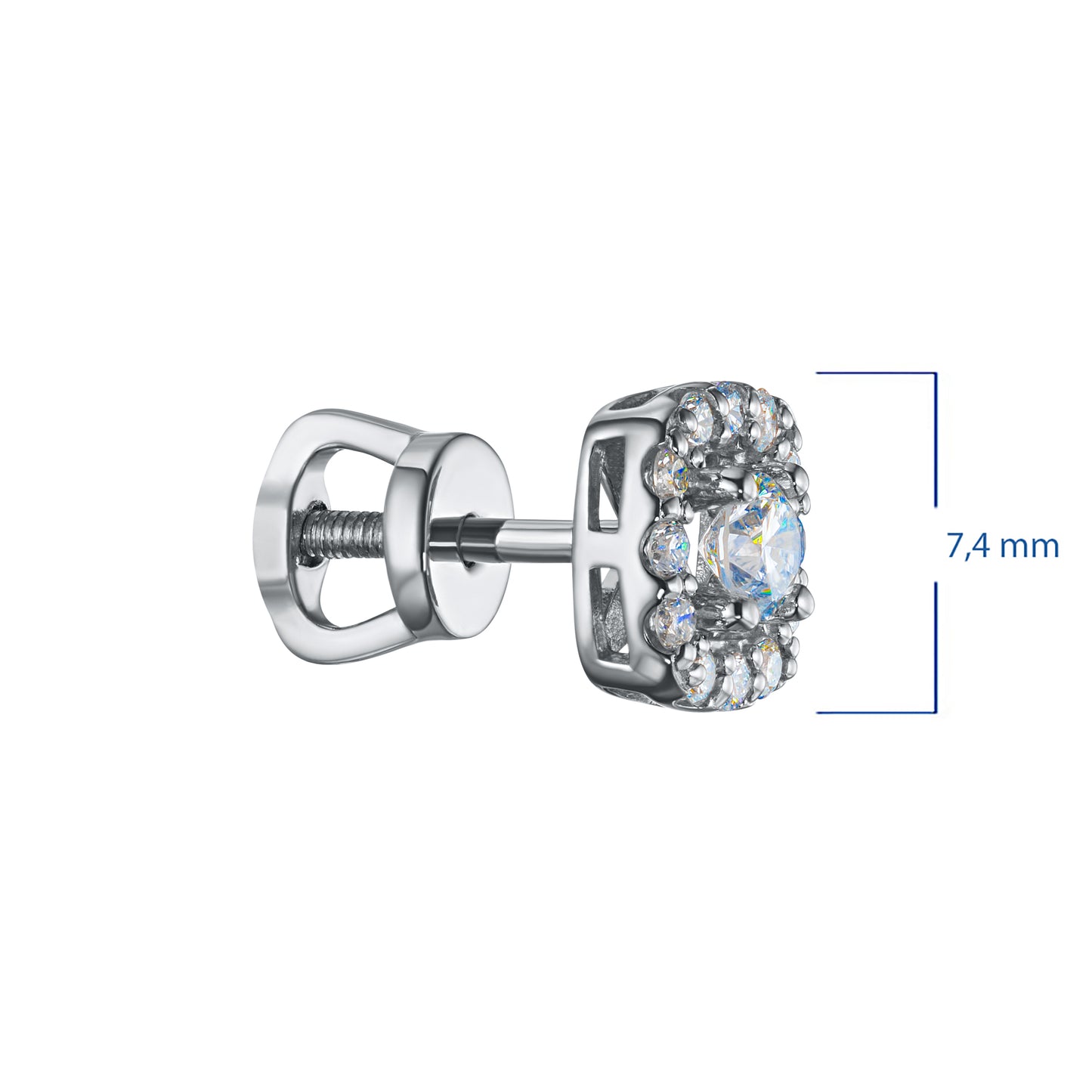 Sterling Silver Earring Studs with Sapphire and Lab-Created Diamonds