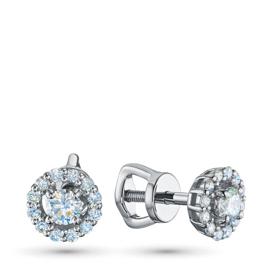 Sterling Silver Earring Studs with Lab-Created Diamonds 0.600 CT.TW