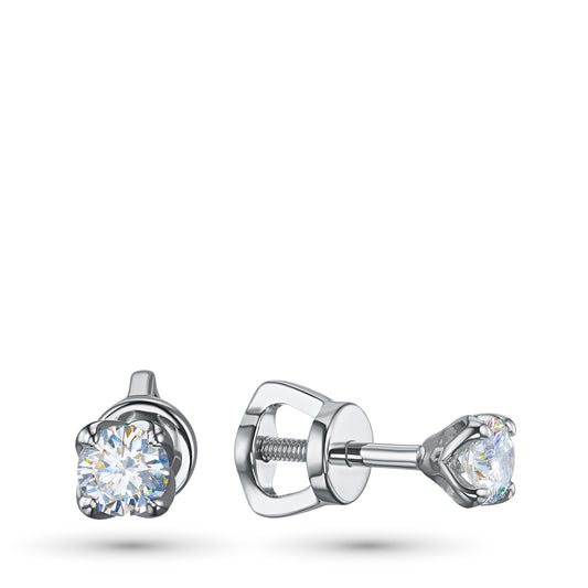 Sterling Silver Earring Studs with Lab-Created Diamonds 0.550 CT.TW