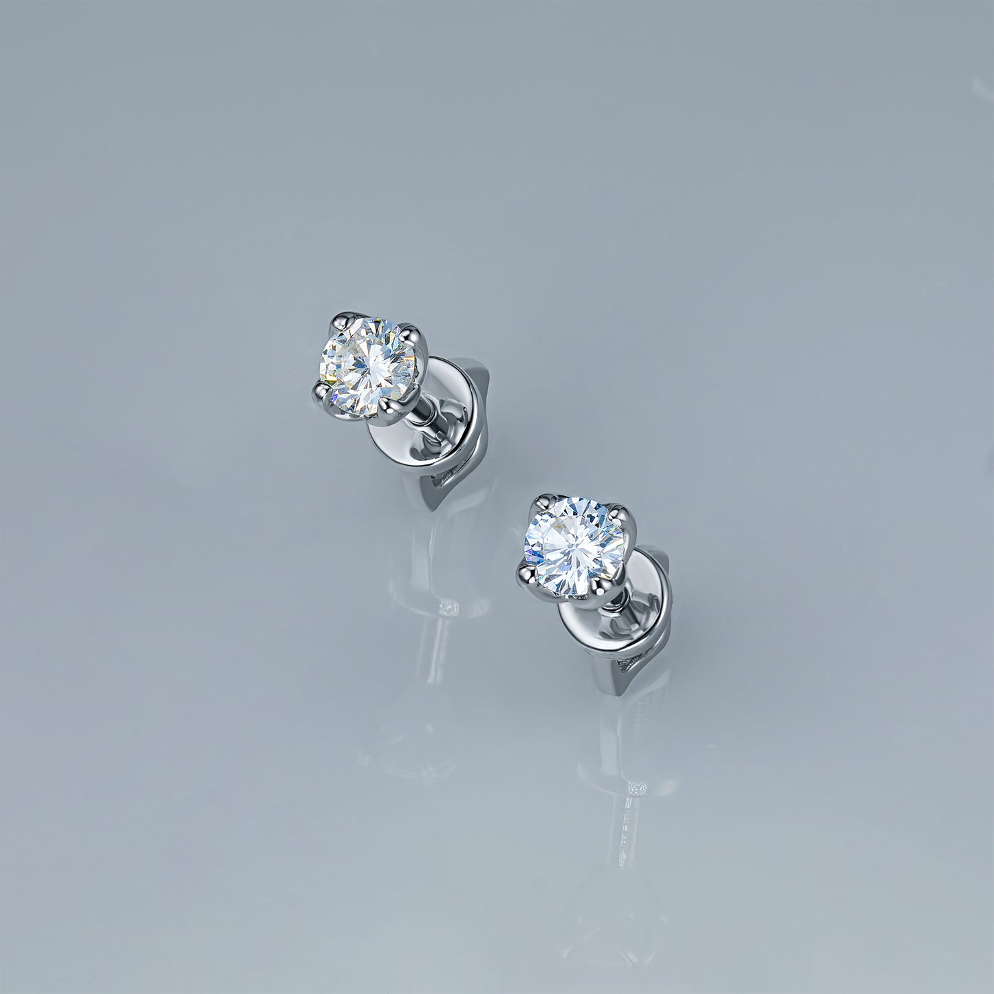 Sterling Silver Earring Studs with Lab-Created Diamonds 0.550 CT.TW