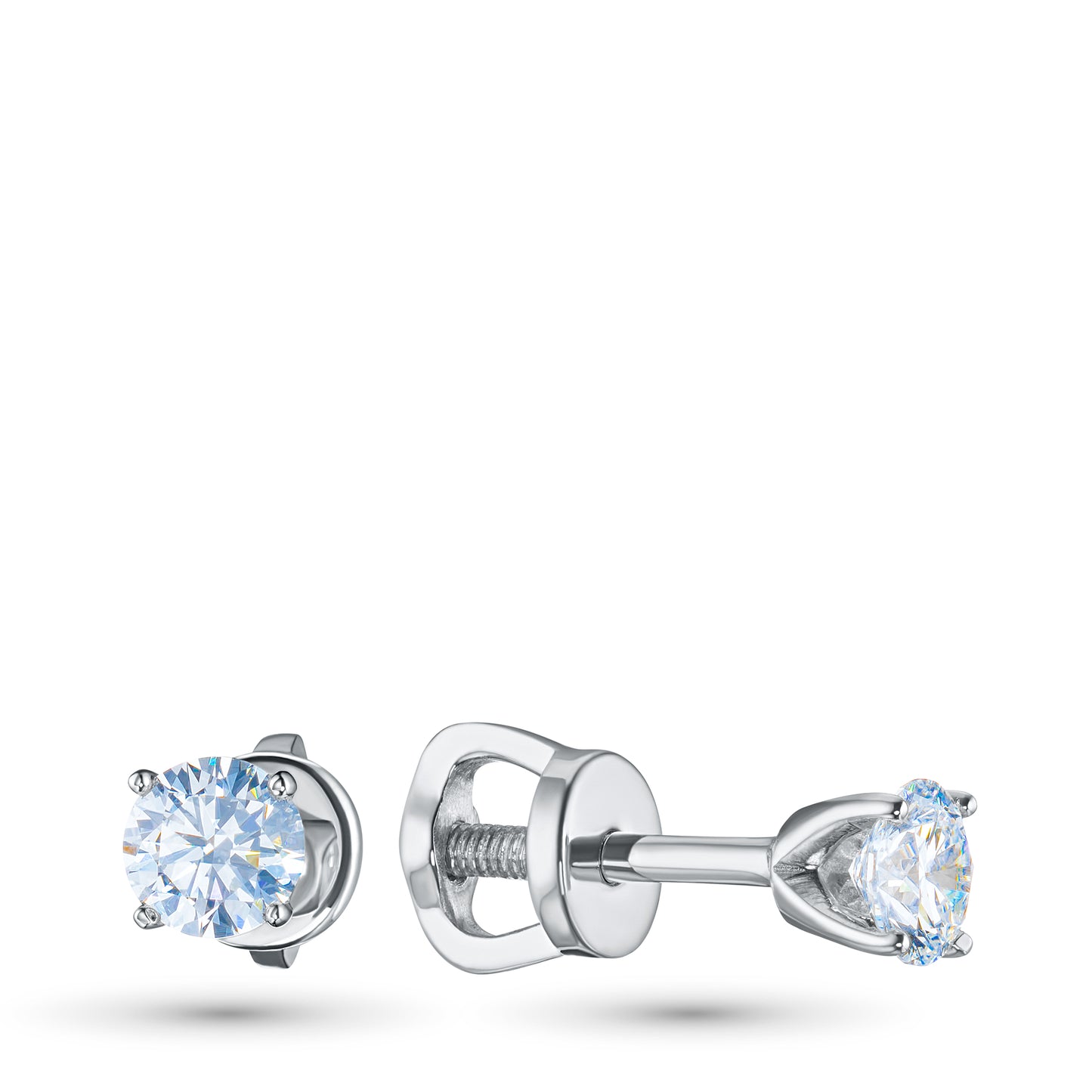 Sterling Silver Earring Studs with Lab-Created Diamonds