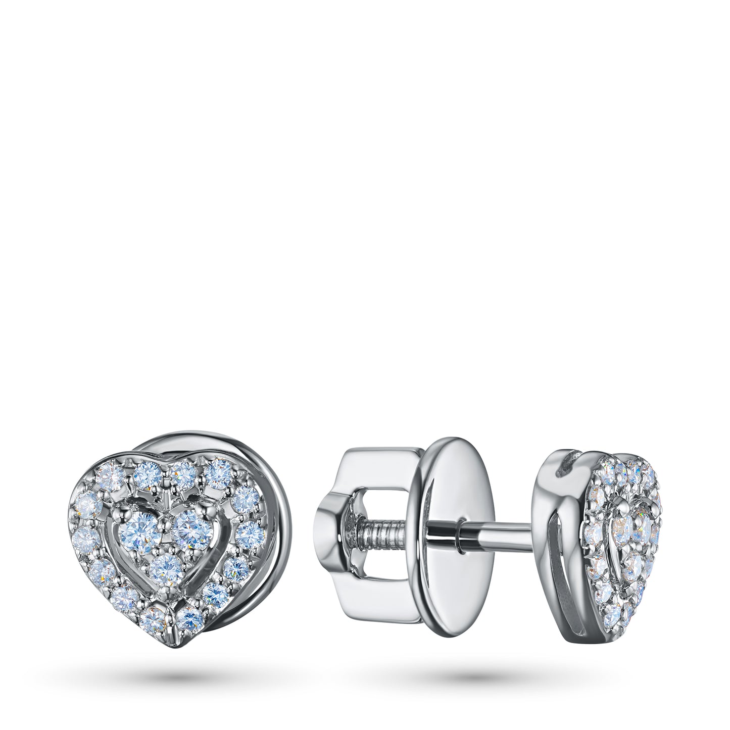 14K White Gold Earring Studs with Lab-Created Diamonds