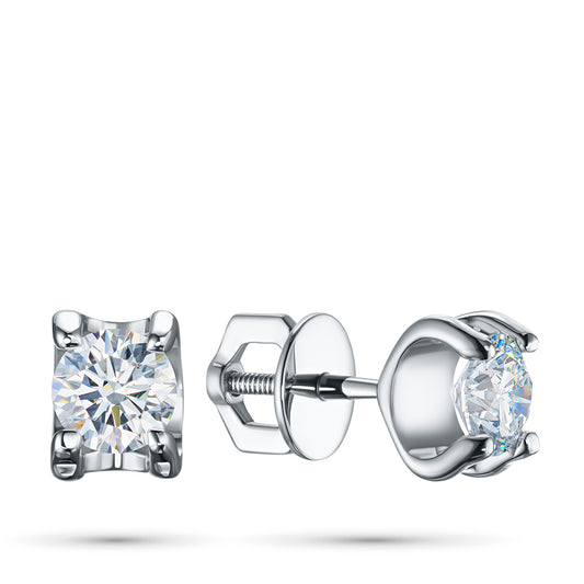Sterling Silver Earring Studs with Lab-Created Diamonds 0.550 CT.TW