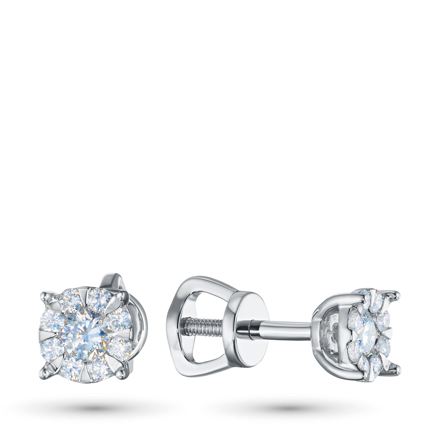 14K White Gold Earring Studs with Lab-Created Diamonds
