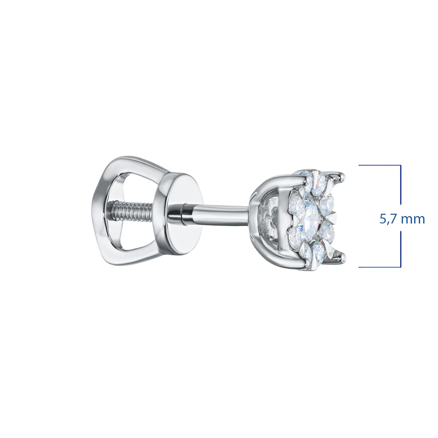 14K White Gold Earring Studs with Lab-Created Diamonds
