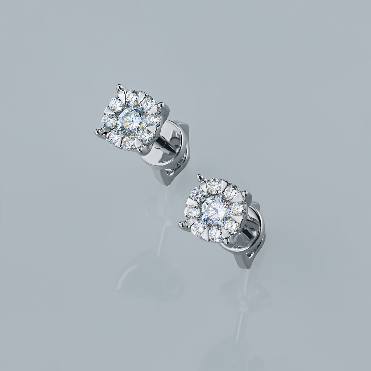 14K White Gold Earring Studs with Lab-Created Diamonds