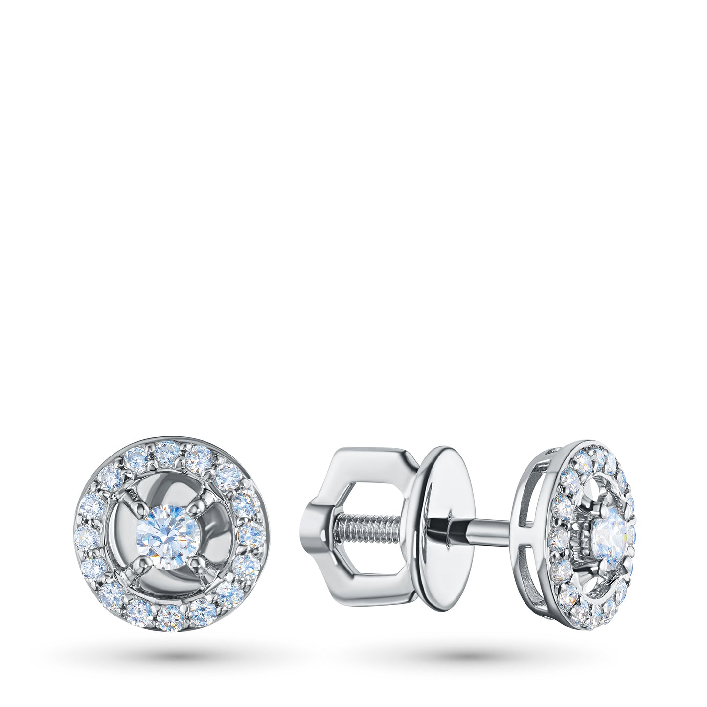 Sterling Silver Earring Studs with Lab-Created Diamonds