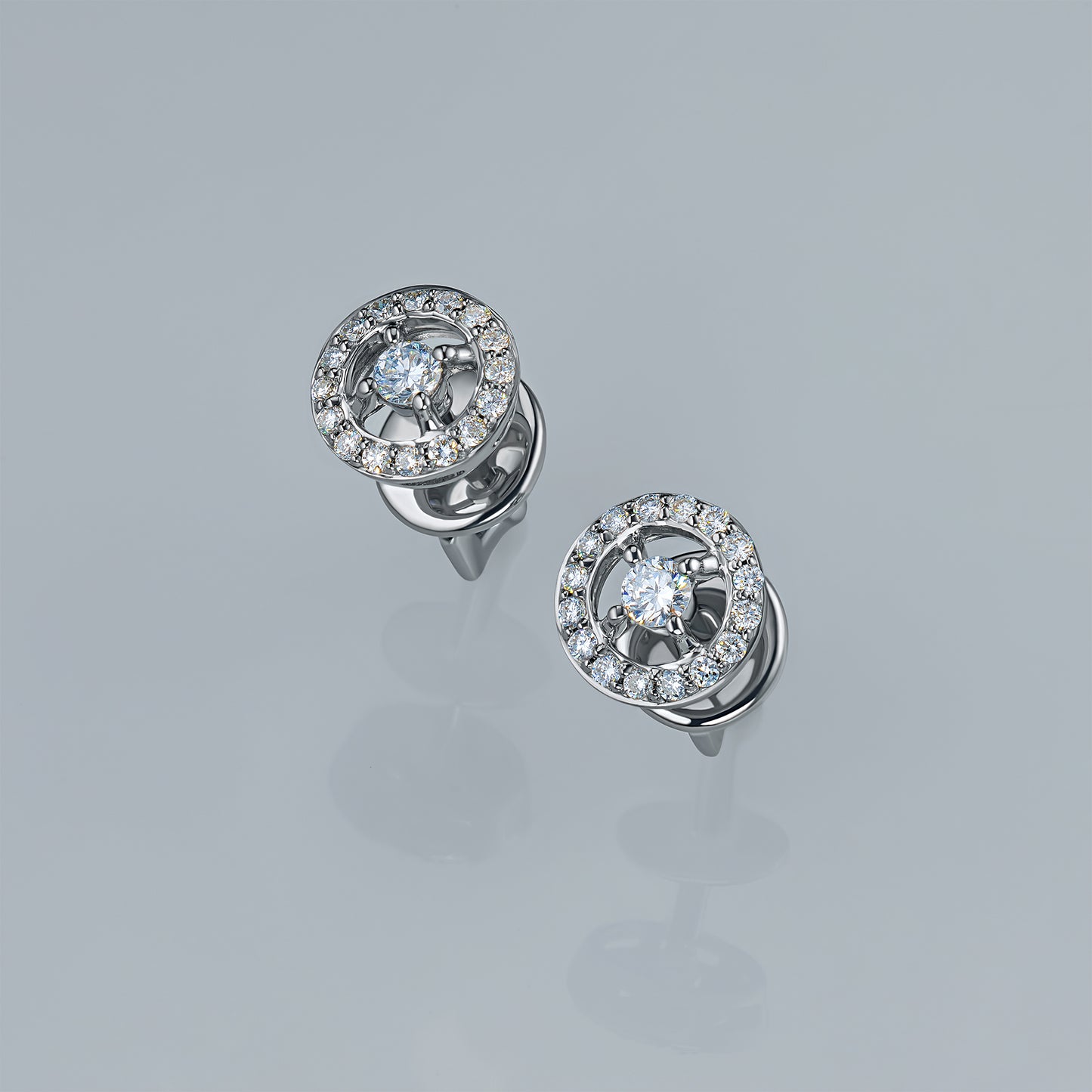 Sterling Silver Earring Studs with Lab-Created Diamonds