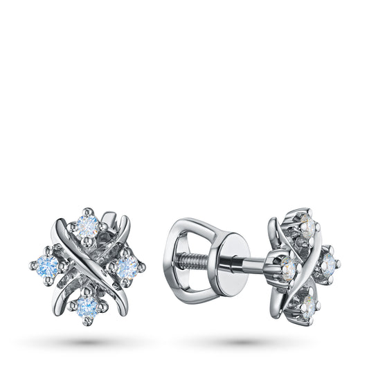 Sterling Silver Earring Studs with Lab-Created Diamonds 0.100 CT.TW
