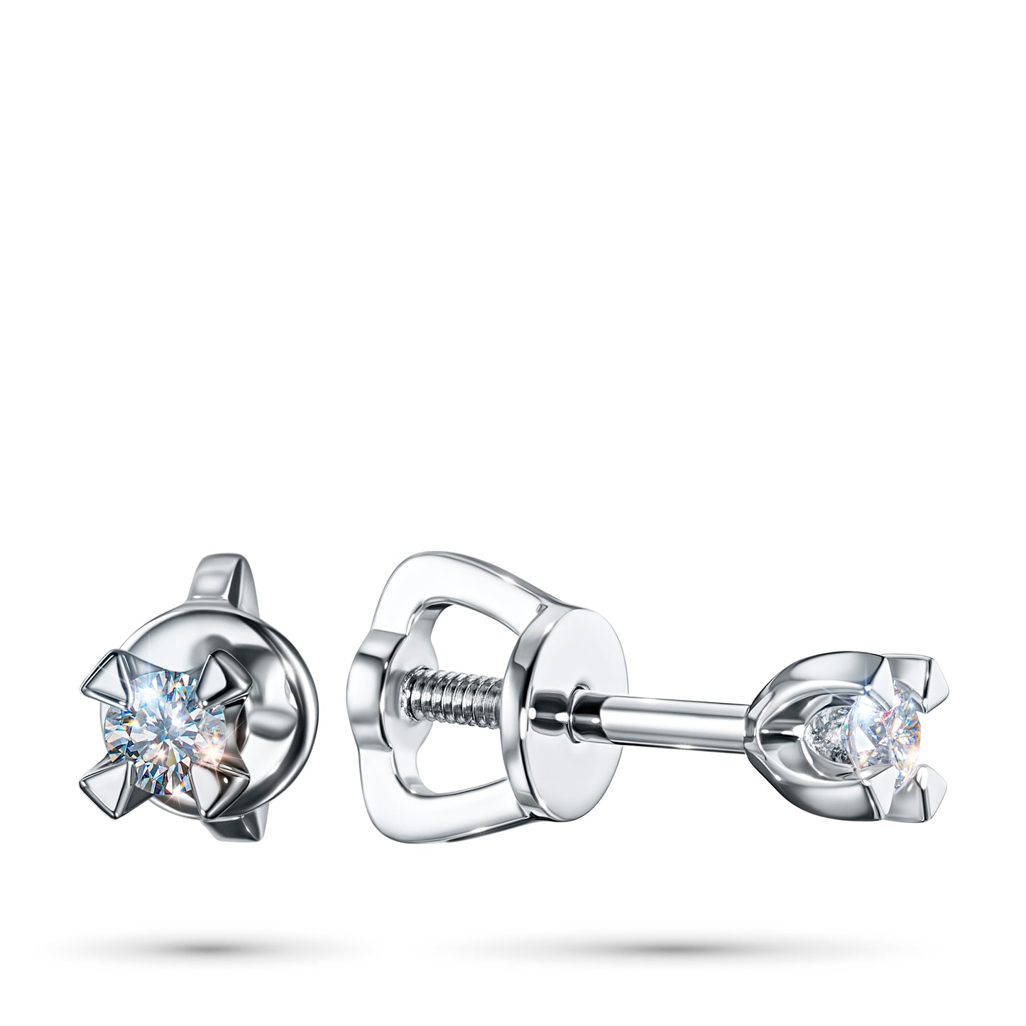 Sterling Silver Earring Studs with Lab-Created Diamonds