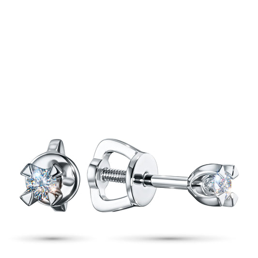 Sterling Silver Earring Studs with Lab-Created Diamonds