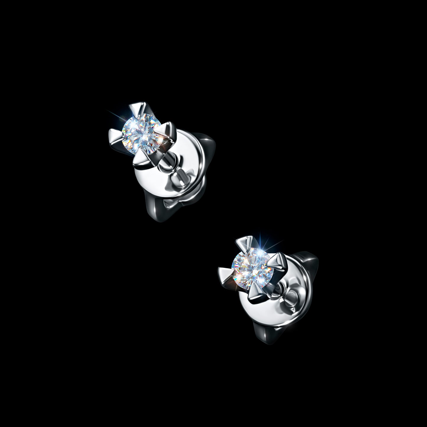 Sterling Silver Earring Studs with Lab-Created Diamonds