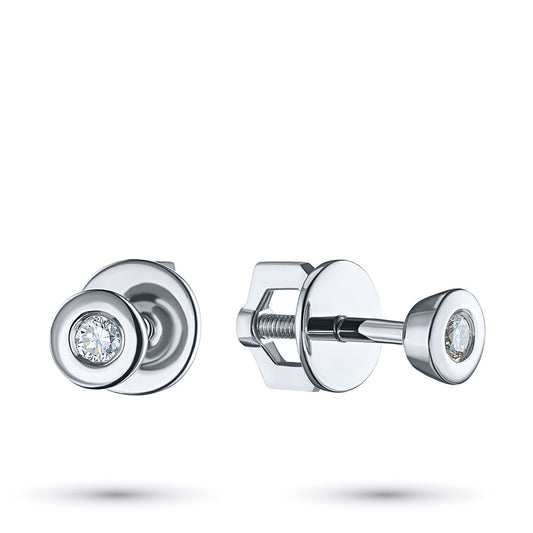 Sterling Silver Earring Studs with Lab-Created Diamonds 0.120 CT.TW