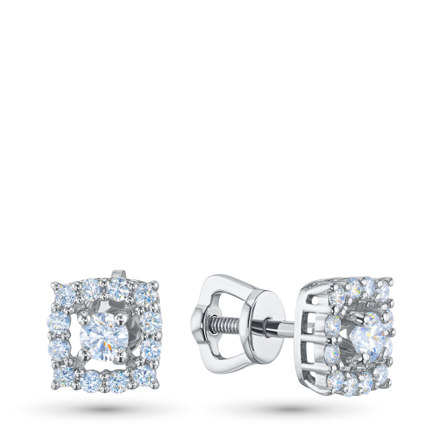 14K White Gold Earring Studs with Lab-Created Diamonds