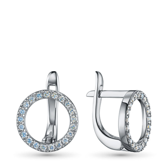 Sterling Silver Earrings with Lab-Created Diamonds