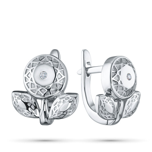 Sterling Silver Earrings with Lab-Created Diamonds 0.020 CT.TW