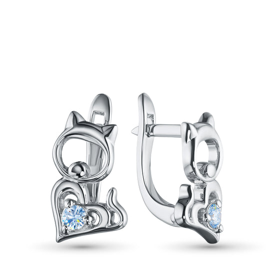 Sterling Silver Earrings with Lab-Created Diamonds 0.070 CT.TW