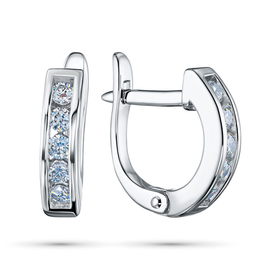 Sterling Silver Earrings with Lab-Created Diamonds 0.450 CT.TW