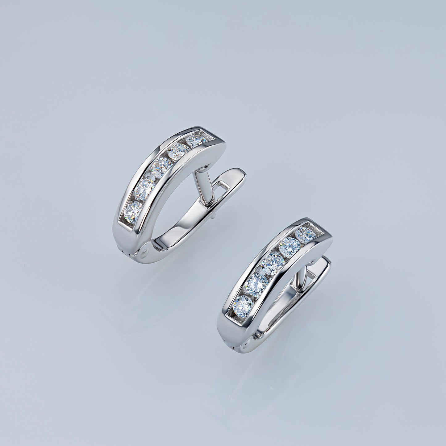 Sterling Silver Earrings with Lab-Created Diamonds